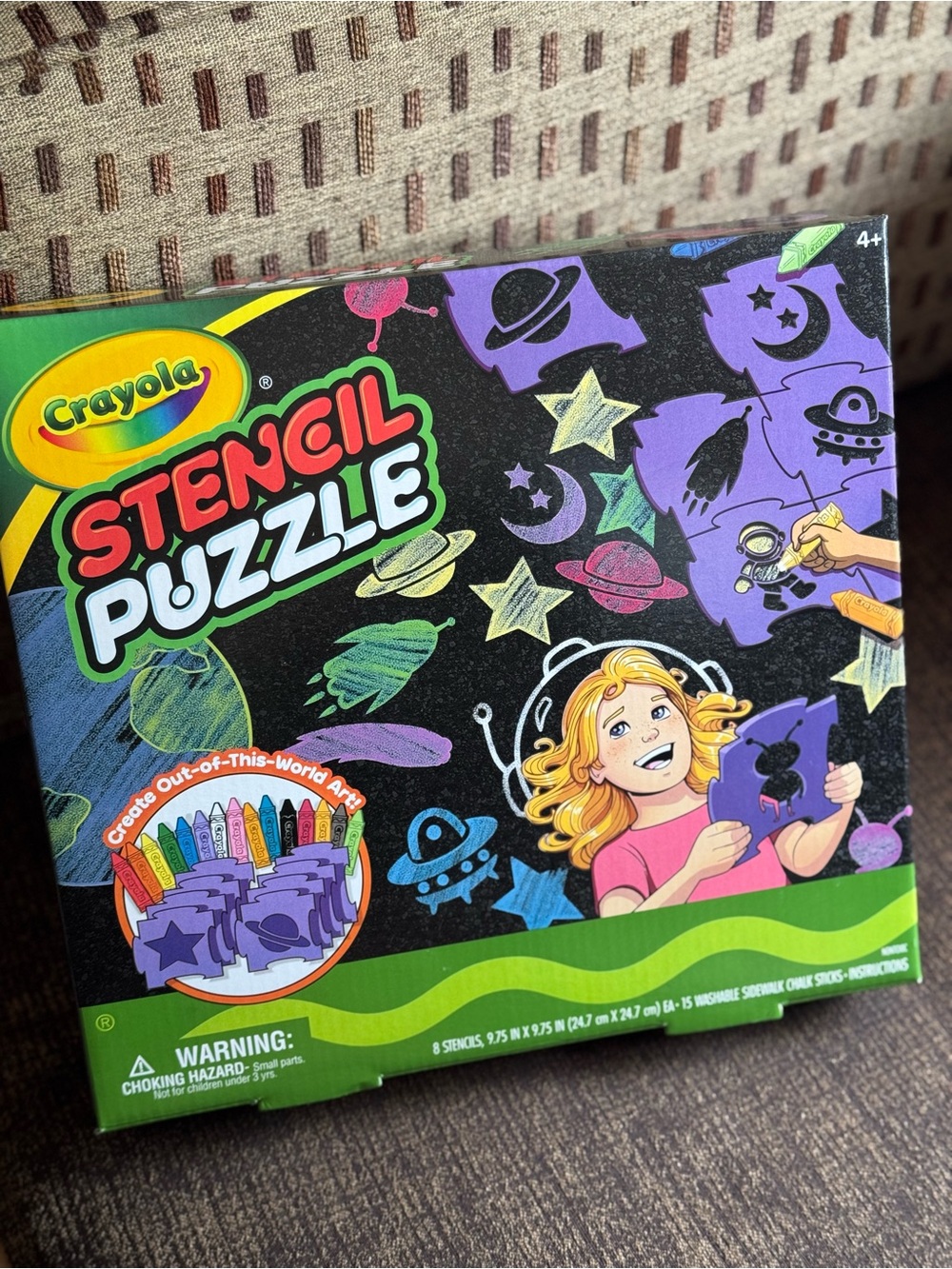 NEW Crayons Stencil Puzzle Sidewalk Chalk Art Set